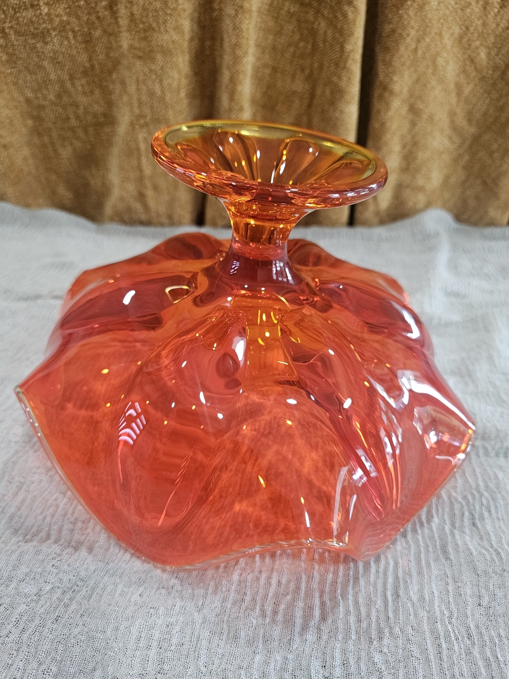 Viking Epic Persimmon Glass Compote Bowl Vintage Mid-century - Picture 5 of 8
